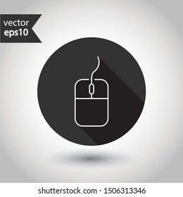 Computer mouse vector icon. Mouse flat sign. Round icon design with shadow