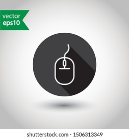 Computer mouse vector icon. Mouse flat sign. Round icon design with shadow