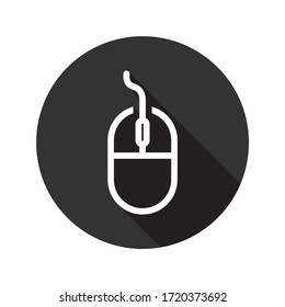 Computer mouse vector icon. Mouse flat sign design. Round icon symbol pictogram with shadow