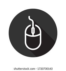 Computer mouse vector icon. Mouse flat sign design. Round icon symbol pictogram with shadow