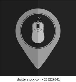 Computer mouse vector icon - map pointer. Flat design