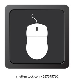 computer mouse - vector icon on a grey button