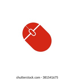 Computer mouse. Vector icon red
