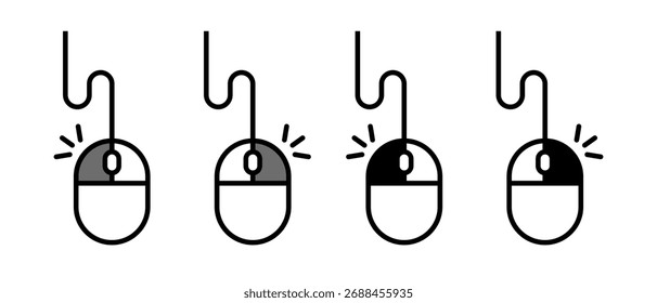 Computer Mouse Vector Icon Set. PC peripheral device symbols 