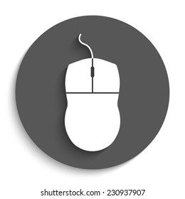 computer mouse  - vector icon with shadow on a round grey button