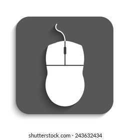 computer mouse - vector icon with shadow on a grey button