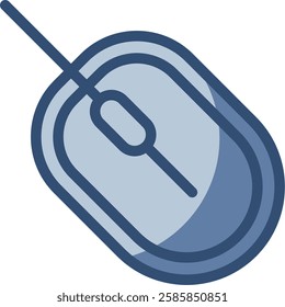 computer mouse vector icon, transparent background. replaceable blue color design