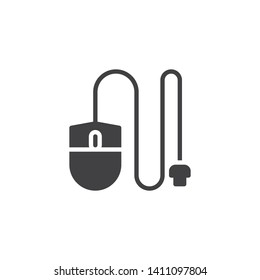 Computer mouse vector icon. Wired mice filled flat sign for mobile concept and web design. PC mouse glyph icon. Symbol, logo illustration. Vector graphics