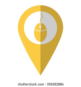 Computer mouse - vector icon;  yellow map pointer