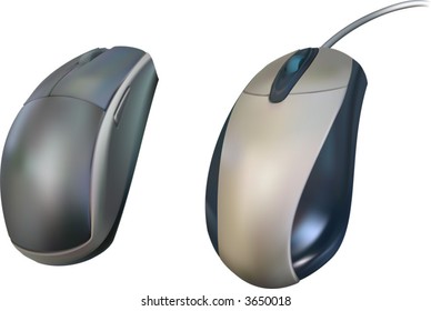 Computer Mouse Vector illustrations of two computer mice