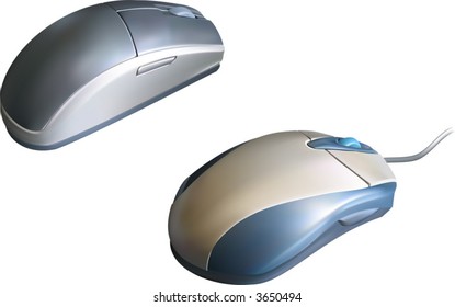 Computer Mouse Vector illustrations of two computer mice