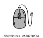 computer mouse with wire icon doodle hand drawn. colorful cartoon line drawing clipart symbol. Vector illustration