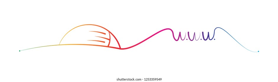 computer mouse and www concept hand drawn rainbow vector