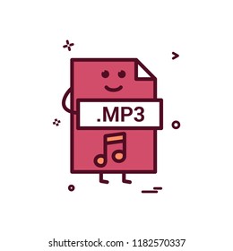 Computer mp3 file format type icon vector design