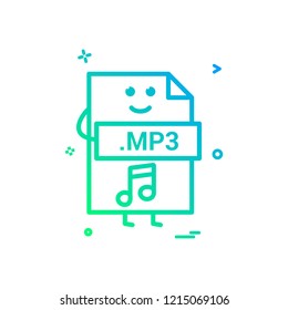 Computer mp3 file format type icon vector design