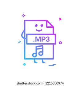 Computer mp3 file format type icon vector design