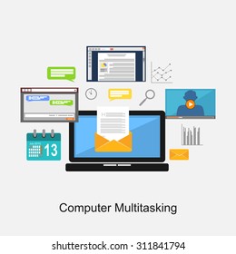 Computer multitasking concept illustration.