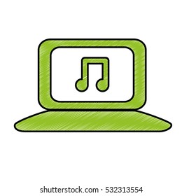 computer with music icon image vector illustration design 