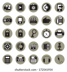 Computer and music icons set, vector format