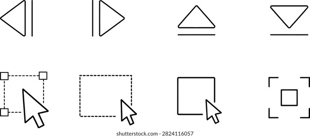 Computer navigation arrow and cursor icon set for user interface and digital workflow design