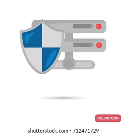 Computer net under protection color flat icon