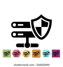 Computer net under protection icon