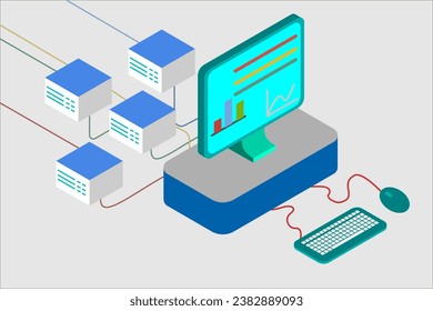 computer network concept on isometric