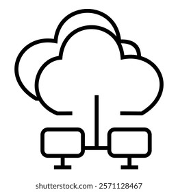 Computer network connected on cloud computing system icon vector design symbol illustration, for data storage, application, etc.