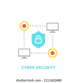 computer network, cyber security, internet technologies vector icon