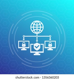 computer network, cybersecurity technologies vector icon