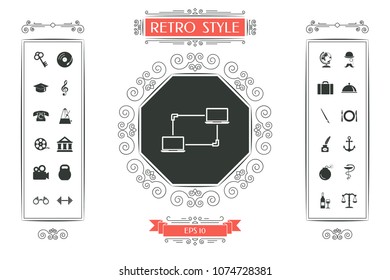 Computer Network, Data Exchange, Transfer Concept Icon