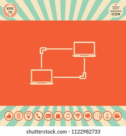 Computer Network, Data Exchange, Transfer Concept Icon