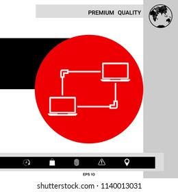 Computer Network, Data Exchange, Transfer Concept Icon
