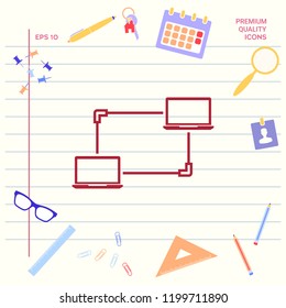 Computer Network, Data Exchange, Transfer Concept Icon