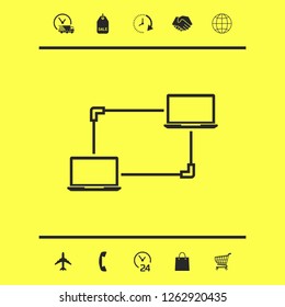 Computer Network, Data Exchange, Transfer Concept Icon
