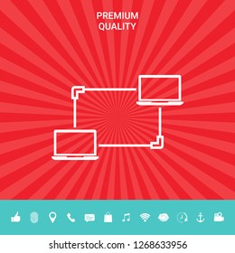 Computer Network, Data Exchange, Transfer Concept Icon