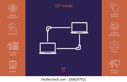 Computer Network, Data Exchange, Transfer Concept Icon