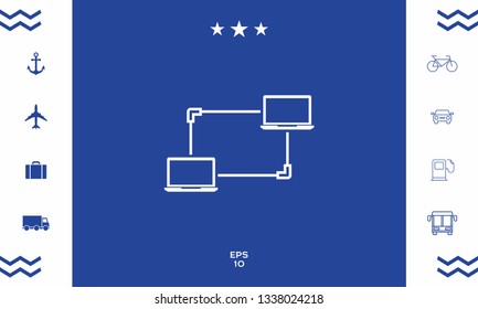 Computer Network, Data Exchange, Transfer Concept Icon