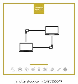 Computer Network, Data Exchange, Transfer Concept Icon
