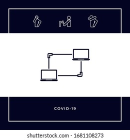Computer Network, Data Exchange, Transfer Concept Icon