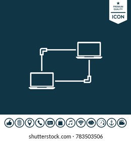 Computer Network, Data Exchange, Transfer Concept Icon