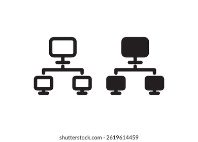 Computer Network Diagram Icon in Outline and Solid Vector
