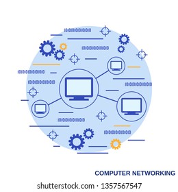 Computer network flat design style vector concept illustration