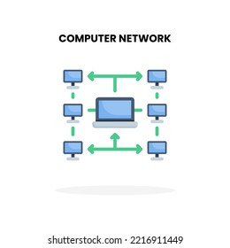 Computer Network flat icon. Vector illustration on white background. Can used for digital product, presentation, UI and many more.