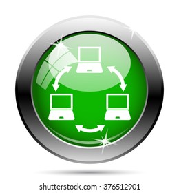 Computer network icon. Internet button on white background. EPS10 vector.
