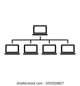 Computer network icon isolated on white background. Communication sign web internet network. Vector illustration.