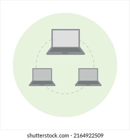 Computer network icon, laptop internet connection. Simple design for business, financial, crypto, technology, programming. EPS10