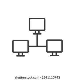 Computer Network, icon in line design. Computer, network, connectivity, data, communication, infrastructure, security on white background vector. Computer Network editable stroke icon