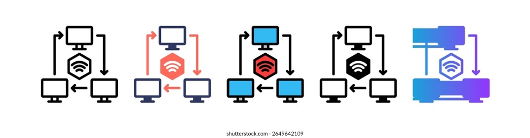 Ícone de rede de computador Ilustração de vetor múltiplo