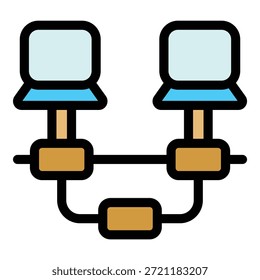 Ícone de rede do computador. Contorno Ícone de vetor de rede de computador para web design isolado no fundo branco cor plana
